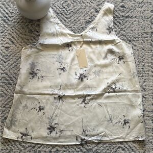 NWT Floral Print Sleeveless Top - Cream and Gray